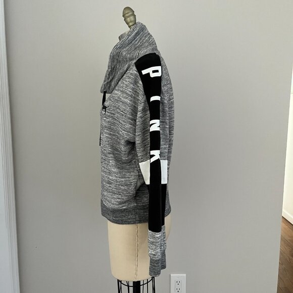 Victoria's Secret PINK Grey Funnel Cowl Neck Pullover Sweatshirt Womens Size XS - Picture 2 of 9